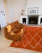 Vintage 3-zit zetel ik walnut bruine kleur/velours stof, Huis en Inrichting, Zetels | Zetels, Ophalen, Gebruikt, 150 tot 200 cm