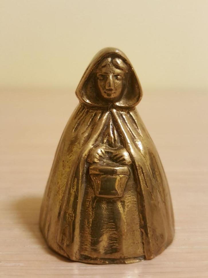 Bel: oude messing tafelbel – begijn Brugge (vintage), Antiek en Kunst, Curiosa en Brocante, Ophalen of Verzenden