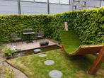 Hangmat in cortenstaal en kunstgras en houten steunpalen, Ophalen