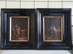 Te koop twee hele oude, antieke schilderijen op paneel!, Comme neuf, Peinture, Moins de 50 cm, Moins de 50 cm