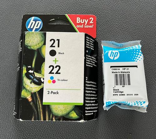 21 originele zwarte/22 drie-kleuren inktcartridges, 2-pack, Informatique & Logiciels, Fournitures d'imprimante, Neuf, Cartridge