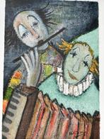 Hubert DE VRIES - Originele lithografie - Clowns - 38x56cm, Antiek en Kunst, Ophalen of Verzenden