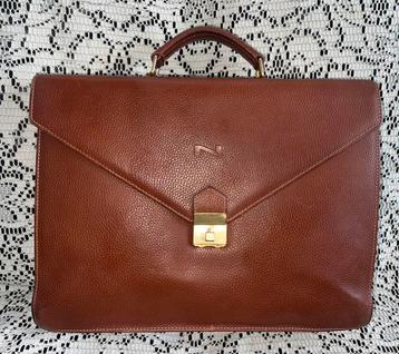 Nathan aktetas cognac leer Tb conditie, Handtassen en Accessoires, Tassen | Schooltassen, Ophalen of Verzenden, Zo goed als nieuw