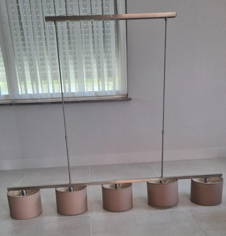 Hanglamp TEFNOUT 5 (design Stephane Davidts), Huis en Inrichting, Lampen | Hanglampen, Gebruikt, 75 cm of meer, Stof, Ophalen