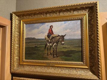 Schilderij - man met ezel - Louis Rollet beschikbaar voor biedingen