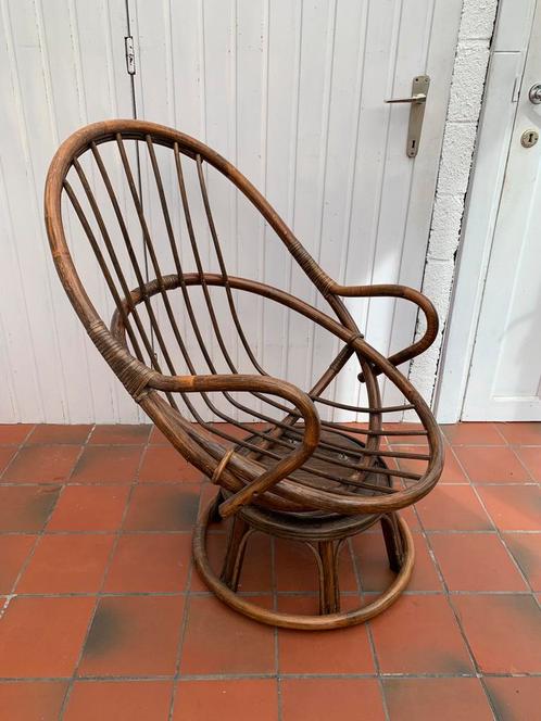 Vintage fauteuil van rotan, Huis en Inrichting, Fauteuils, Gebruikt, Ophalen