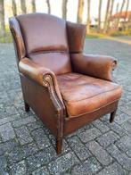 Stoere Vintage schapenleren fauteuil / stoel, Huis en Inrichting, Gebruikt, Bruin, Leer, Ophalen of Verzenden