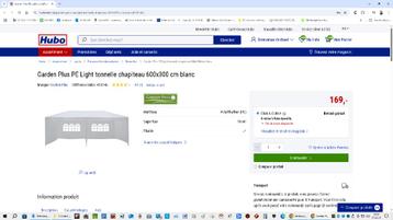 Tuinpaviljoen Garden Plus PE Light wit 600x300 cm beschikbaar voor biedingen