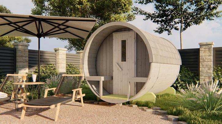 Saunabarrel | Ø205 x 250 cm | 42 mm | Thermowood, Hobby en Vrije tijd, Overige Hobby en Vrije tijd, Nieuw, Verzenden