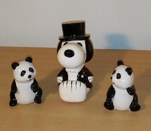 Snoopy spaarpotje + panda`s peper/zout. GRATIS VERZ. BELGIË, Collections, Tirelires, Comme neuf, Pierre, Poterie ou Céramique