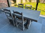 Eiken tafel en stoelen, Tuin en Terras, Ophalen, Gebruikt