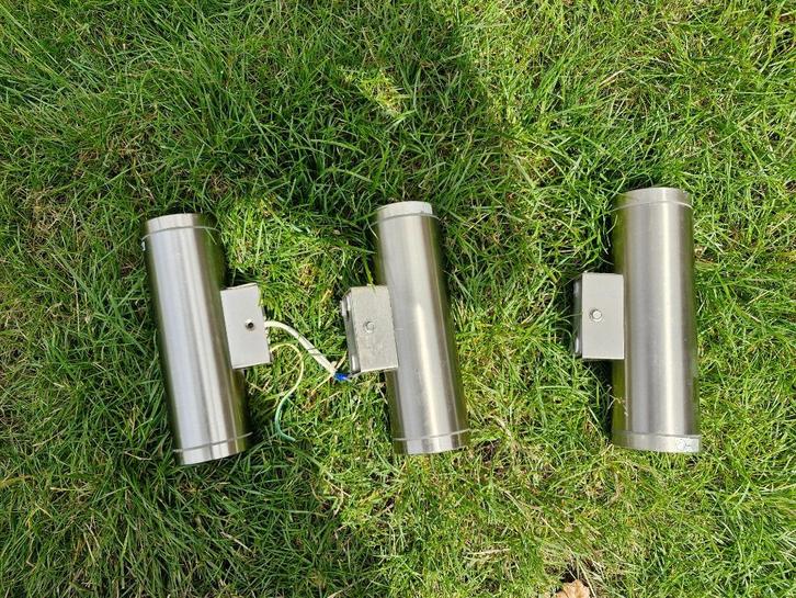 Wandverlichting, Tuin en Terras, Buitenverlichting, Gebruikt, Wandlamp, Aluminium, Minder dan 50 watt, Netvoeding, Led, Ophalen