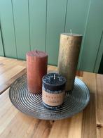 Rustieke kaarsen met glazen schaal, Zwart, Ophalen of Verzenden, Zo goed als nieuw, Kaars