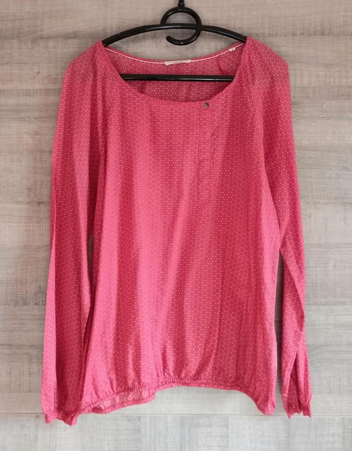 Blouse rose manches longues à motifs (38/40) - Opus, Kleding | Dames, Blouses en Tunieken, Zo goed als nieuw, Blauw, Ophalen of Verzenden