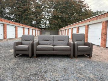 Bankstel Lounge 3+1+1 leer + LEVERING beschikbaar voor biedingen