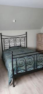 Metalen bed 140x200 met pocketvering matras en lattenbodem, Huis en Inrichting, Slaapkamer | Bedden, Ophalen, Zwart, Tweepersoons