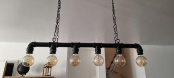 Industriele lamp/stalen pijp, Huis en Inrichting, Lampen | Hanglampen, Ophalen, Zo goed als nieuw