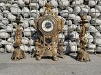 Vintage tafelklok en kandelaars uit messing, Ophalen of Verzenden