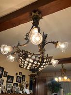 Luster brons met kristallen, Antiek en Kunst, Antiek | Verlichting, Ophalen of Verzenden