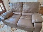 Salon en cuir brun avec partie relax - 3 pièces, Ophalen, Gebruikt, Leer, Rechte bank