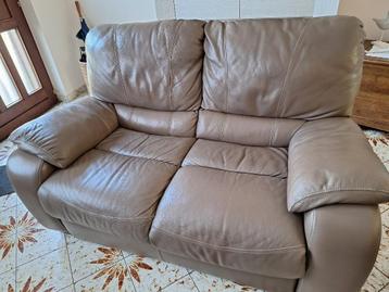 Salon en cuir brun avec partie relax - 3 pièces, Quatre personnes ou plus, Banc droit, Enlèvement, Utilisé