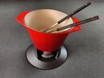 Vintage Le Creuset fondue setje, Ophalen, Pot, Bus of Blik, Zo goed als nieuw, Gietijzer