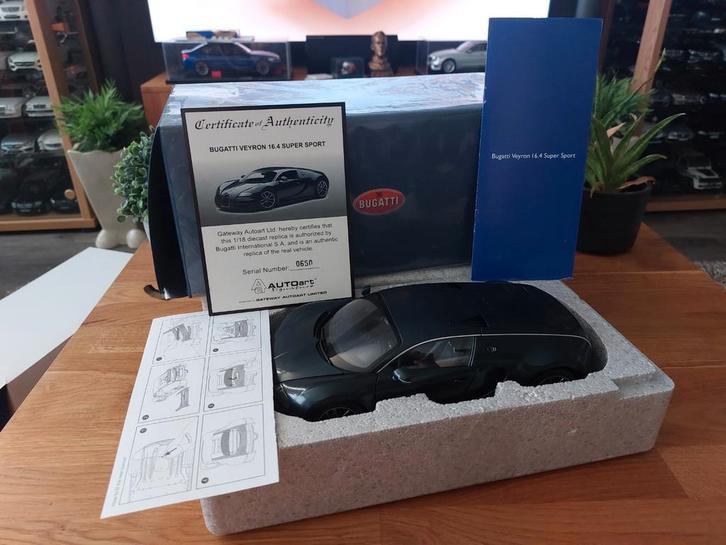 Autoart 70938 1/18 Bugatti Veyron 16.4 Super sport Dark Blue, Hobby en Vrije tijd, Modelauto's | 1:18, Zo goed als nieuw, Auto