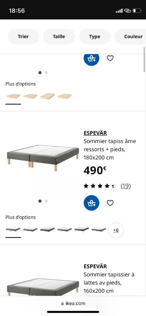 Sommier IKEA, Huis en Inrichting, Slaapkamer | Matrassen en Bedbodems, Gebruikt, Bedbodem, 180 cm, 200 cm, Tweepersoons, Ophalen