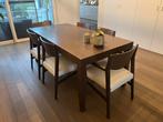 Tafel Natuzzi + 6 stoelen- 1m80 tot 2m80, Ophalen, 200 cm of meer, 50 tot 100 cm, Zo goed als nieuw