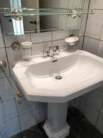 Prachtige porseleinen lavabo op zuil met toebehoren +spiegel, Huis en Inrichting, Badkamer | Badkamermeubels, 100 tot 150 cm, 100 tot 150 cm