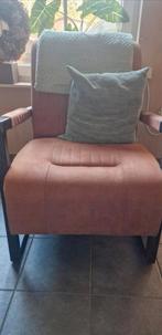 Cognac kleur fauteuil, Huis en Inrichting, Fauteuils, Ophalen, 75 tot 100 cm, Zo goed als nieuw, Metaal