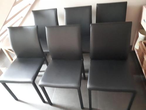 Set van 6 stoelen Prince, volledig ECHT LEDER, kleur zwart, Huis en Inrichting, Stoelen, Zo goed als nieuw, Vijf, Zes of meer stoelen