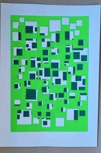 Zeefdruk kunst, geometrisch in donkergroen en lichtgroen, Antiek en Kunst, Ophalen of Verzenden