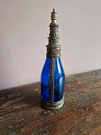Authentieke antieke Marokkaanse kobaltblauwe parfumfles, Antiek en Kunst, Ophalen of Verzenden