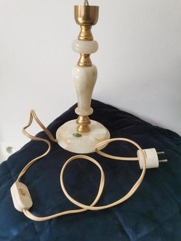 Pied de lampe de table en marbre onyx antique, Enlèvement ou Envoi, Utilisé