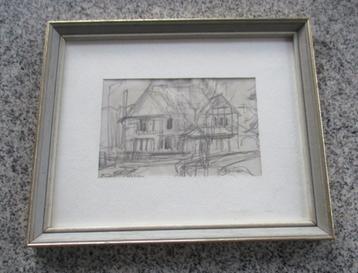 Albert De Deken (1915 – 2003) Houtskooltekening , Huizen  beschikbaar voor biedingen