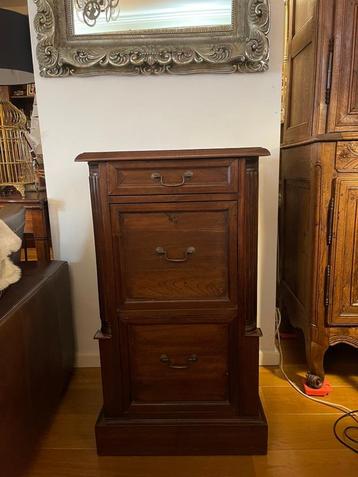 LADEKAST ARCHIEFKAST - Massief teakhout Flamant LEDER beschikbaar voor biedingen