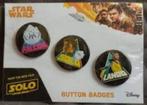 Solo Star Wars Button badges x 3, Nieuw, Ophalen of Verzenden, Gebruiksvoorwerp