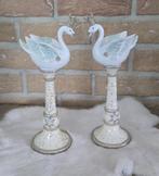Kerstdecoratie : set kandelaars met zwanen, Ophalen of Verzenden, Nieuw