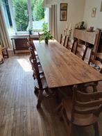 Eiken tafel met 10 stoelen, Huis en Inrichting, Tafels | Eettafels, Ophalen, Eikenhout