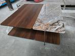 Prachtige salontafel 100x100x37h smoked walnut & keramiek, Huis en Inrichting, Tafels | Salontafels, Ophalen of Verzenden, Zo goed als nieuw
