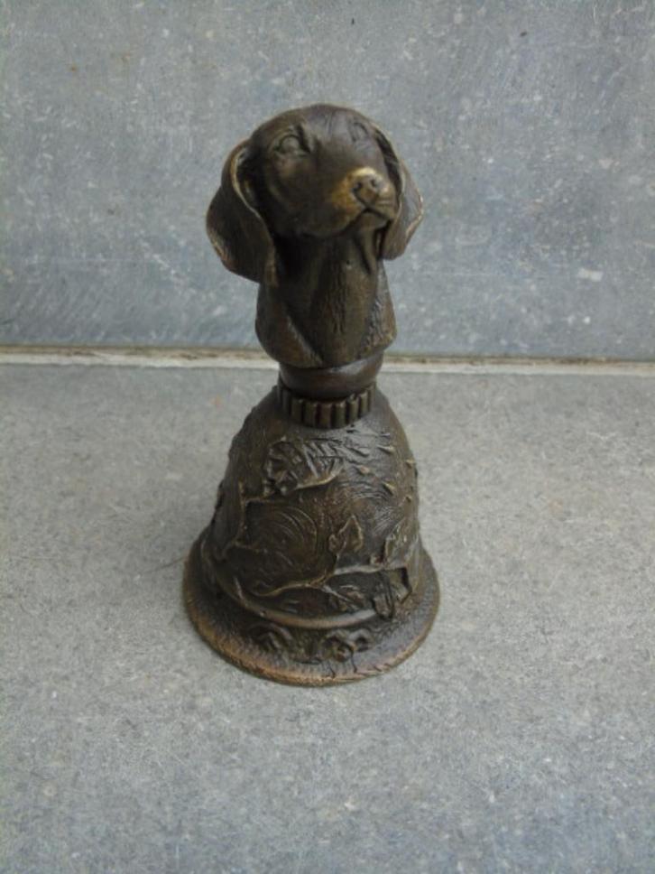 Gesigneerde bronzen tafelbel, een hond, Antiek en Kunst, Antiek | Brons en Koper, Brons, Ophalen
