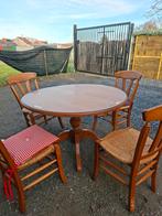 Très belle ancienne table ronde+4 chaises, Antiquités & Art