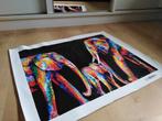 Geschilderde canvas olifanten, Nieuw, Ophalen of Verzenden, Schilderij, Minder dan 50 cm