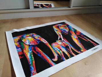 Geschilderde canvas olifanten 