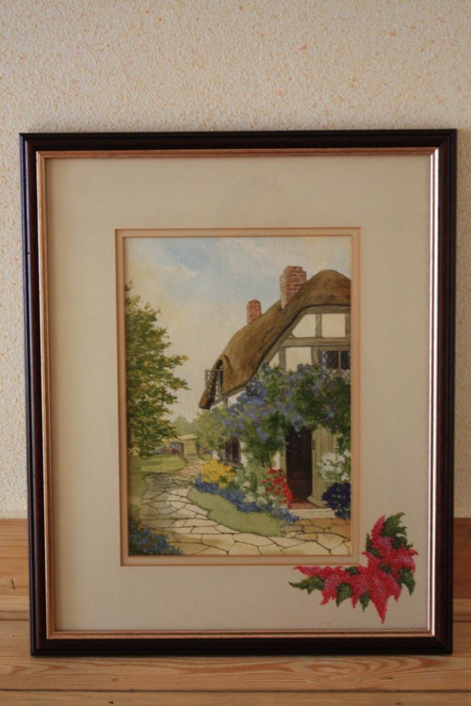 Echte aquarel: Engels huisje, Hobby en Vrije tijd, Schilderen, Zo goed als nieuw, Waterverf, Ophalen of Verzenden