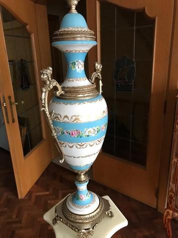 Franse Wit en Turquoise  porselein vaas Ace Decor De PARIS beschikbaar voor biedingen