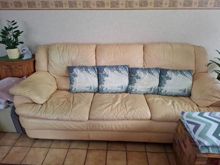 Natuzzi lederen salon 3 en 2 zit volledig GRATIS, Huis en Inrichting, Zetels | Complete zithoeken, Gebruikt, Leer, Ophalen