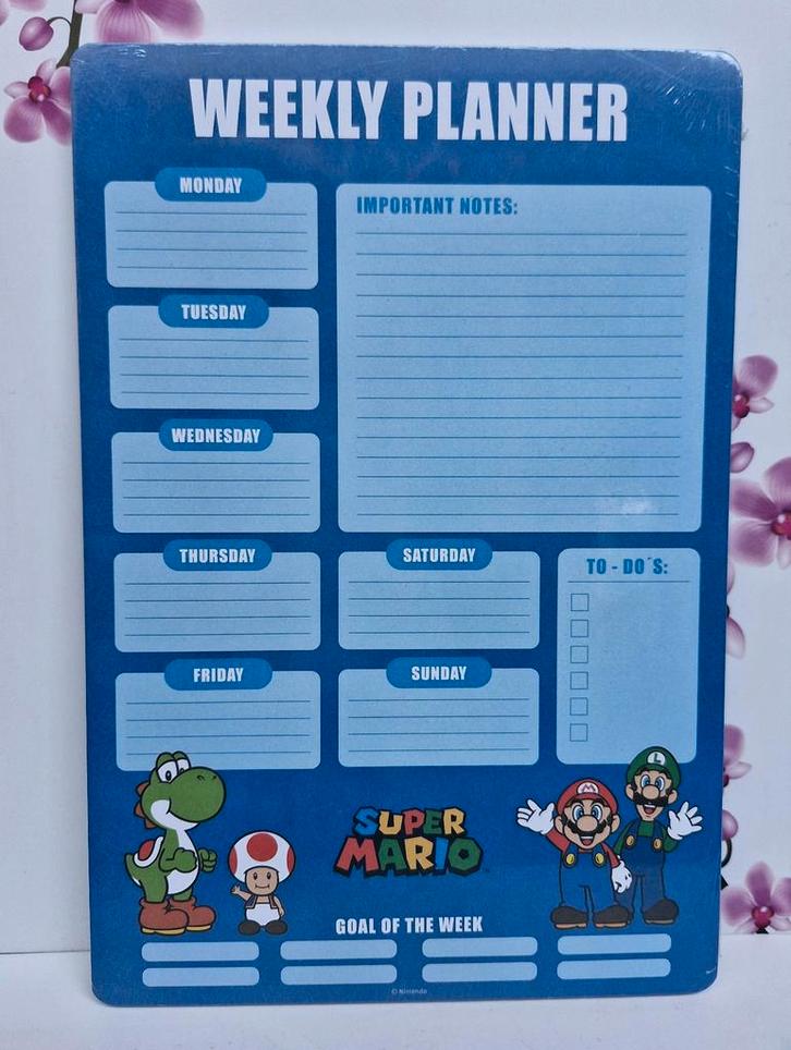 🩵 Super Mario WeekPlanner 'Nieuw', Kinderen en Baby's, Kinderkamer | Inrichting en Decoratie, Nieuw, Overige typen, Ophalen of Verzenden
