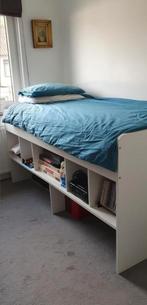 Witte hoogslaper met propere matras en bergruimte, Ophalen of Verzenden, 100 cm, Hoogslaper